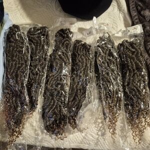 Dark Brown Curly Hair Extensions 1B/27 5 Packages 24 pieces per package New